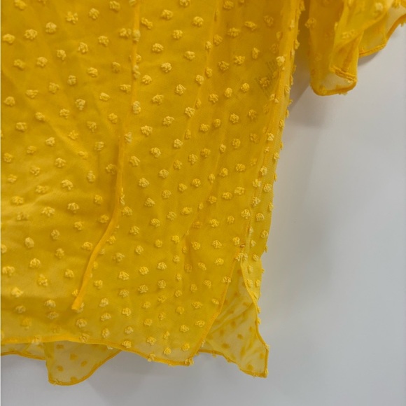ALICE + OLIVIA Yellow Boho Short Swiss Dot Sleeve Julius Ruffle Sleeve Blouse S - Picture 5 of 15